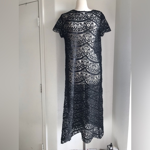 MYNE  Anthropologie Dresses & Skirts - Anthropologie MYNE Anya Ashley Ann Lace Dress size 10 Short Sleeve Black EUC